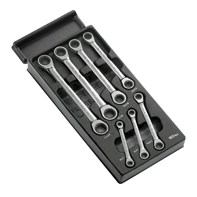 Facom Mod.64J7 — 7-Piece Metric Flat Ring Ratchet Spanner Set (6–19 Mm) 1