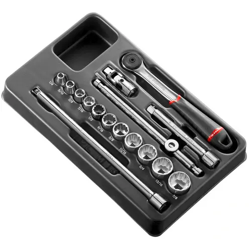 Facom Mod.J161-212U 3/8" Drive 16-Piece Imperial Socket Set – Bi-Hexagon (12-Point), 1/4" To 7/8" 1