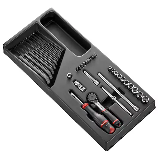 Facom Mod.R161-26 1/4" Drive 36-Piece Metric Socket & Bit Set – Hexagon (6-Point), 5.5Mm To 14Mm 1