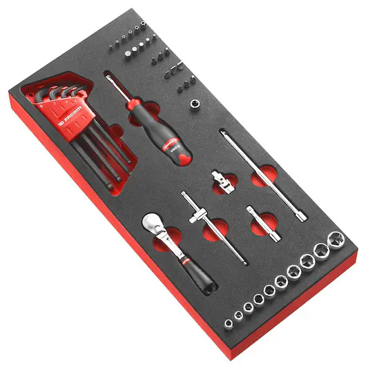 Facom Modm.Rl161-36 1/4" Drive 46-Piece Metric Socket & Bit Set – Hexagon (6-Point), 5.5Mm To 14Mm 1
