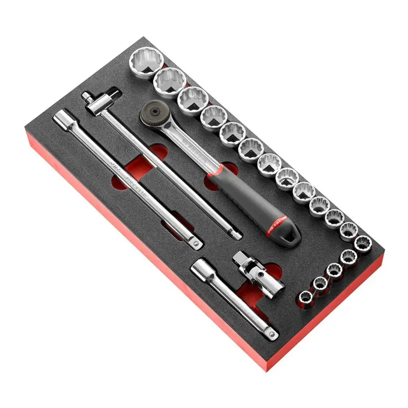 Facom Modm.S161-212U 22-Piece Imperial Bi-Hexagon Socket Set — 1/2" Drive, 3/8" To 1¼", Rail-Mounted 1