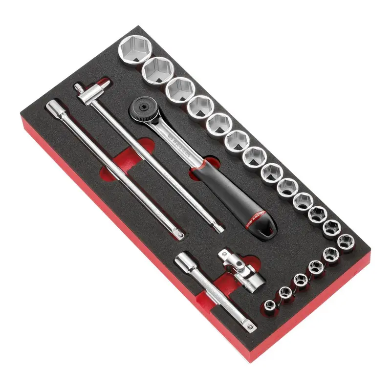 Facom Modm.S1A 23-Piece Metric Hex Socket Kit — 1/2" Drive, 8–32 Mm, 6-Point Design 1