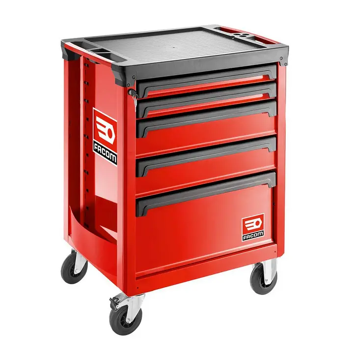 Facom Roll.5M3Apb Red 5-Drawer Mobile Roller Cabinet With Protective Base 1