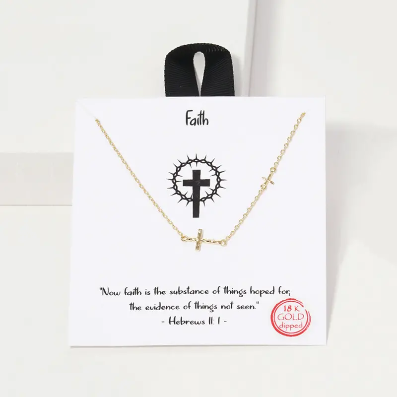 Faith Symbol Pendant Necklace – Gold Finish 1
