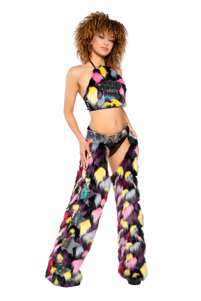 Faux Fur & Vinyl Star Chaps – Jr227 Bold Outerwear Accent 1