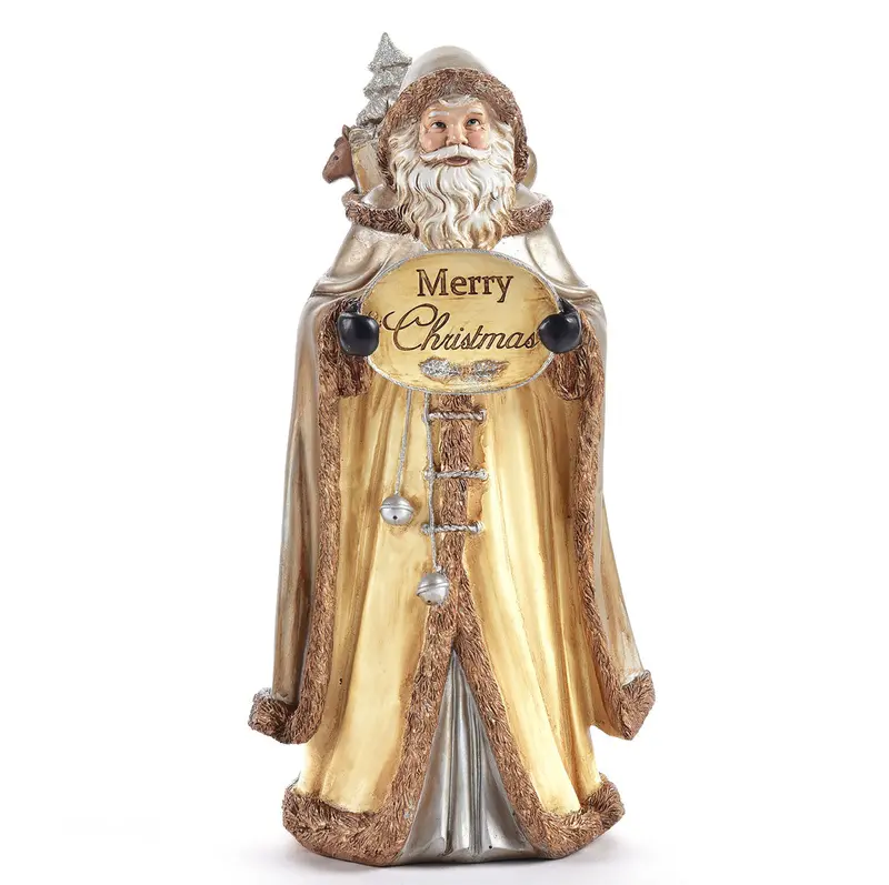 Festive Santa Figurine With Merry Christmas Sign 1