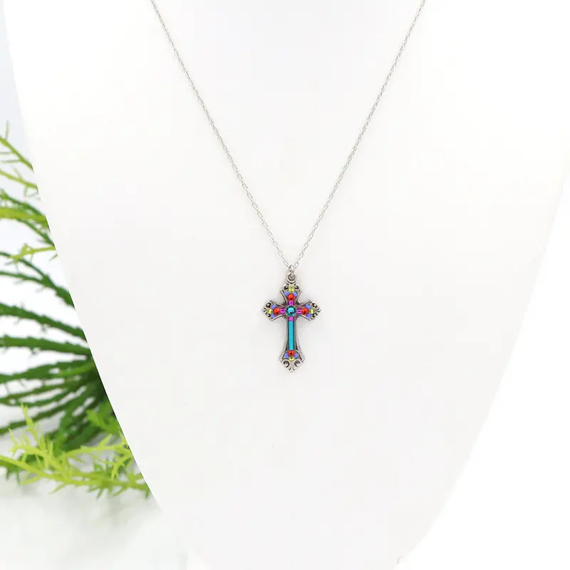 Firefly Teresa Multi-Tone Cross Necklace – Layered Religious Pendant 1
