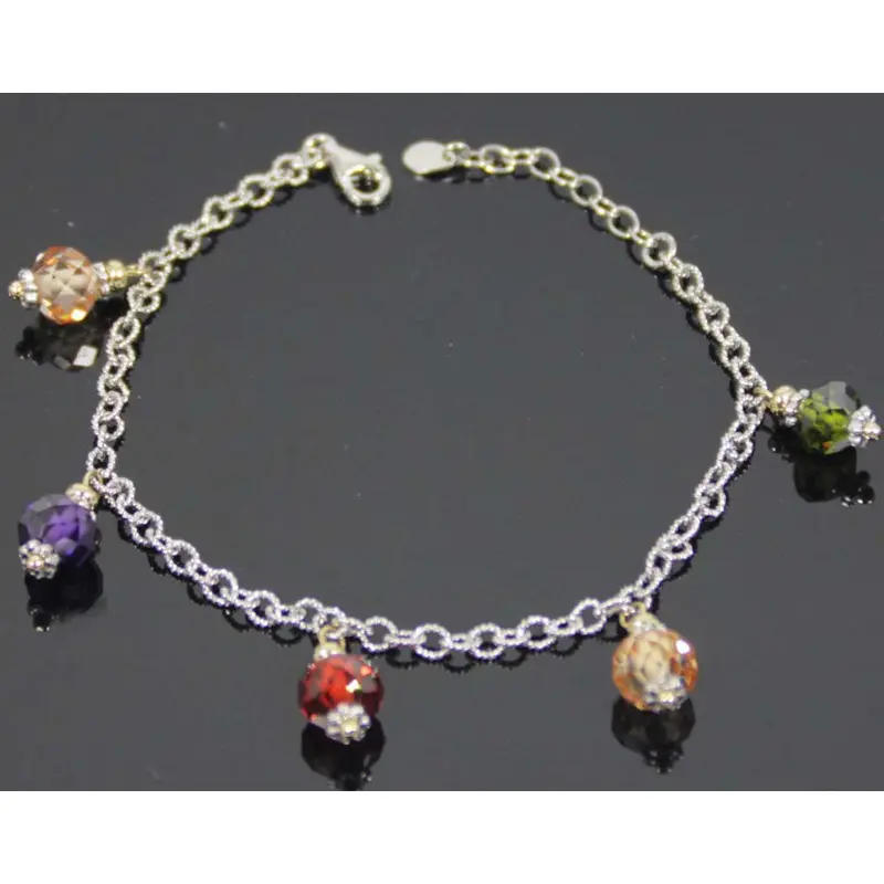 Five-Cut Cz Drop Bracelet – 7" Sterling Silver With Sparkling Accents 1