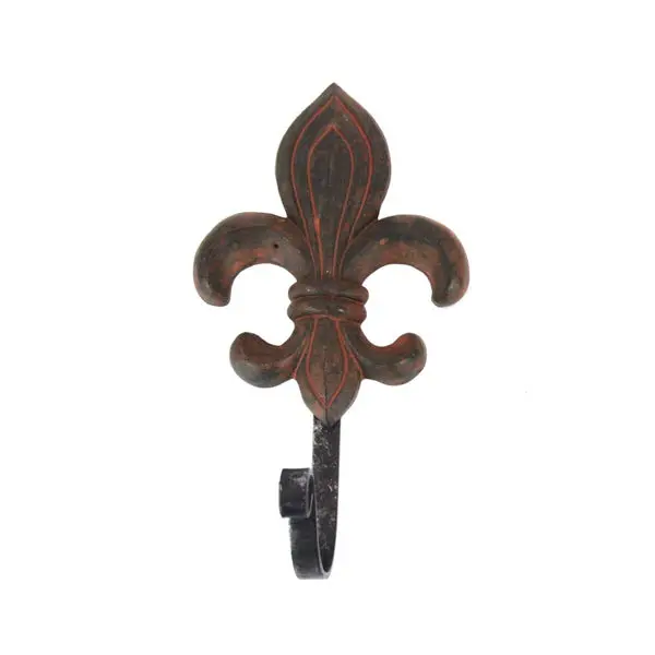 Fleur-De-Lis Brick Wall Hook – Rustic Iron Mounting Bracket 1