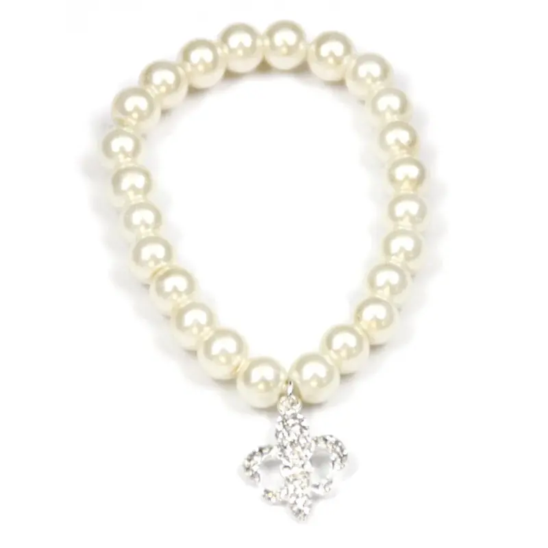 Fleur-De-Lis Charm Bracelet Featuring Cultured Pearls 1