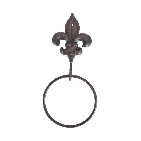 Fleur-De-Lis Decorative Towel Ring – Wall-Mounted Brass Finish 1
