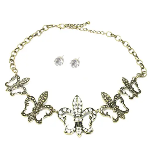 Fleur De Lis Jewelry Set: Necklace And Matching Earrings 1