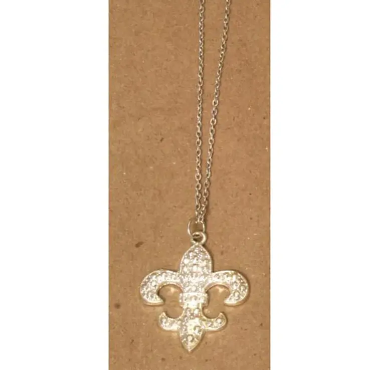 Fleur-De-Lis Pendant Necklace – Rhodium-Plated Silver 1