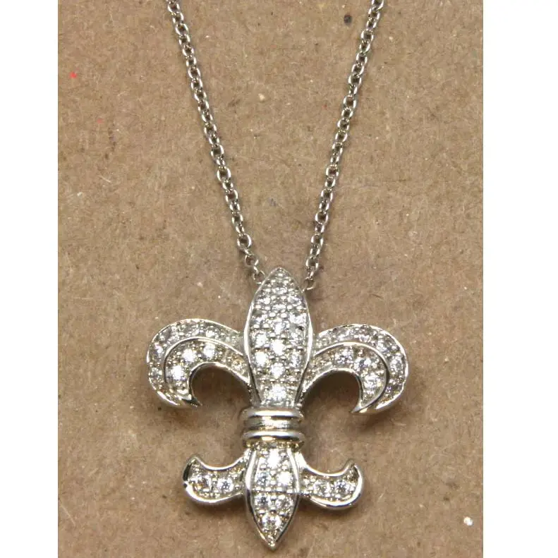 Fleur-De-Lis Pendant Necklace – Sterling Silver Chain Included 1
