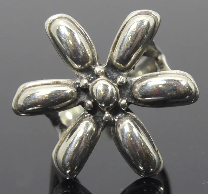 Floral-Motif Sterling Silver Ring – Size 8 1