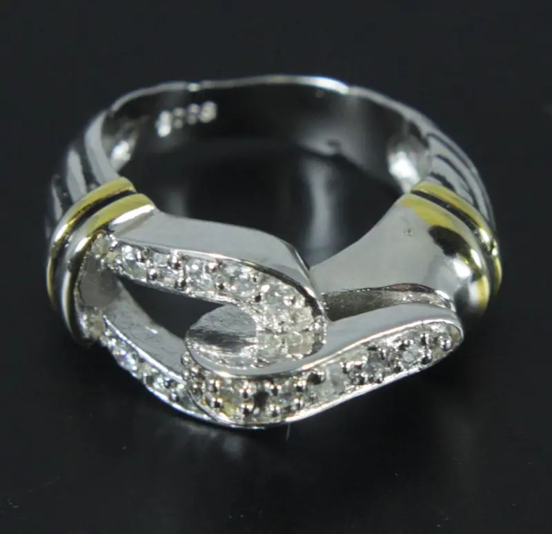 Foldover-Design Zirconia Ring In Sterling Silver – Size 7 1