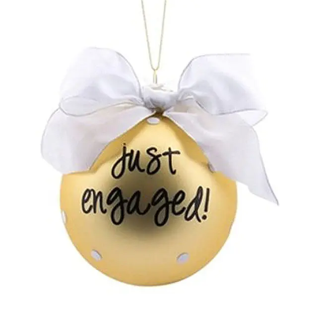 Frosted 'Just Engaged' Holiday Ornament 1