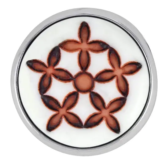 Ginger Snaps Moroccan Stamp Charm: White With Antique Snap 1
