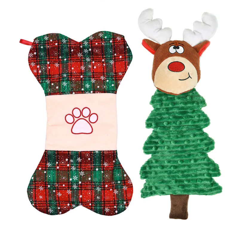 Glow-In-The-Dark Reindeer Stocking + Toy Set – Holiday Pet-Themed Gift 1