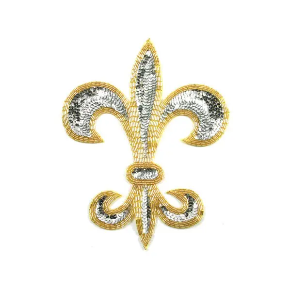 Gold And Silver Fleur-De-Lis Embellishment Accent 1