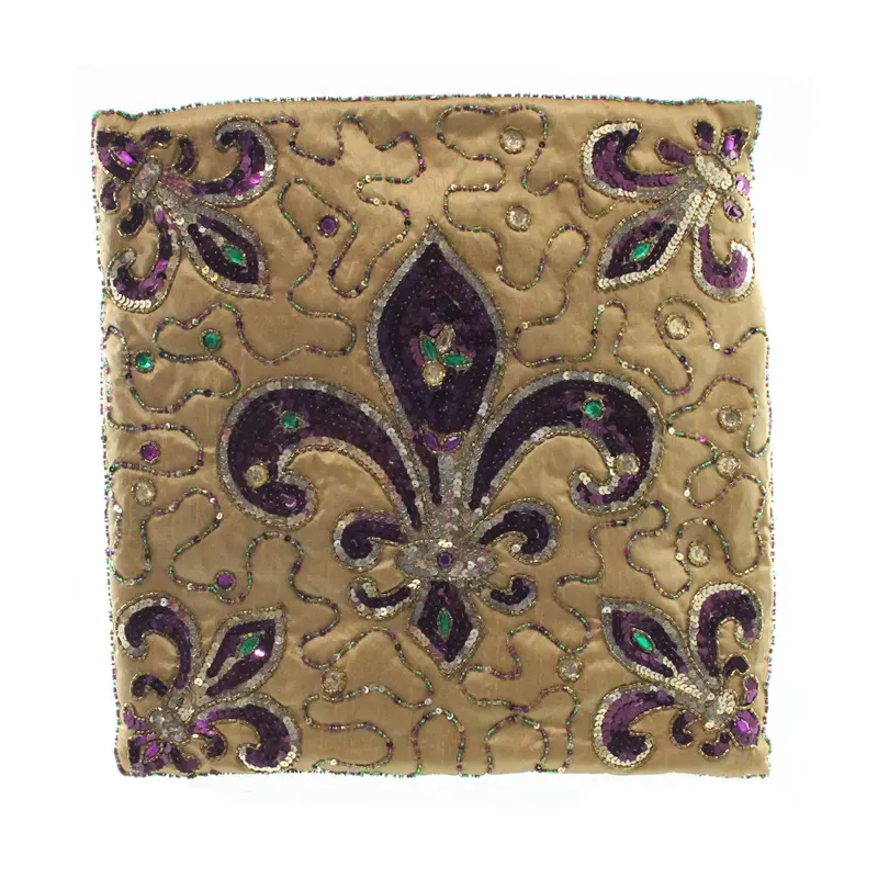 Gold Fleur-De-Lis Decorative Pillow – 14" × 14" 1