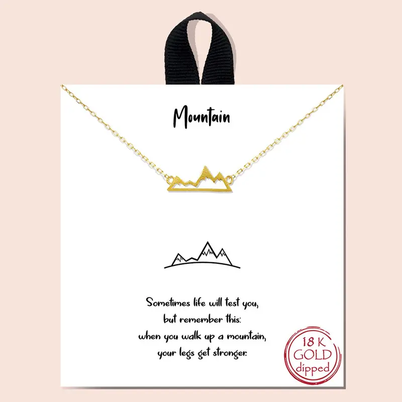Gold Mountain Landscape Pendant Necklace 1