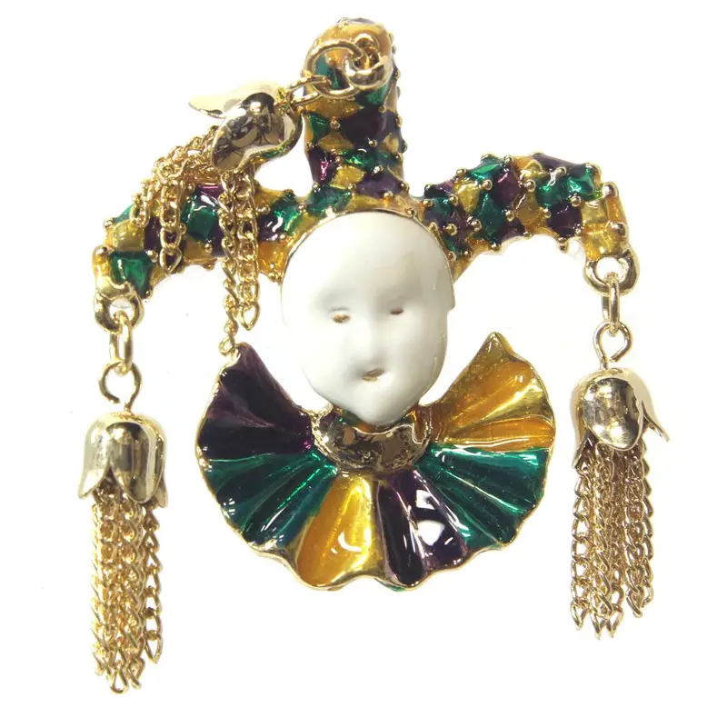 Gold-Plated Mardi Gras Jester Pin Or Pendant 1