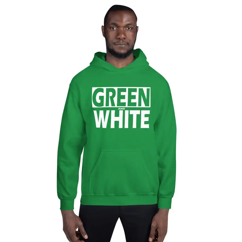 Green And White Unisex Hooded Sweatshirt 1