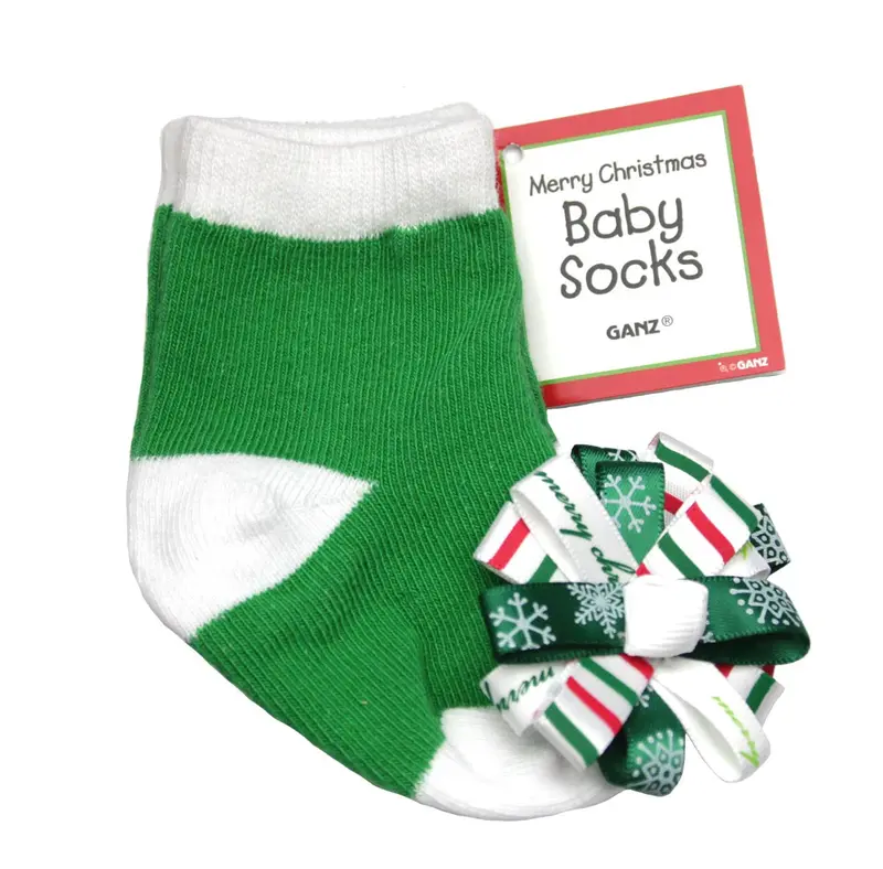 Green Merry Christmas Baby Socks – Festive Cotton Blend 1