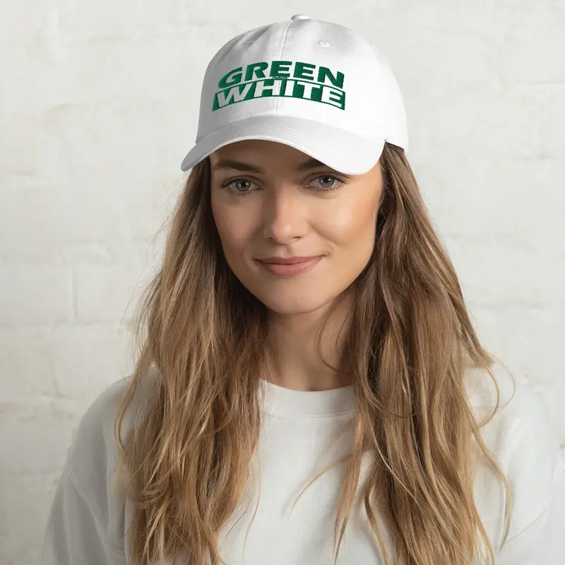 Green & White Adjustable Dad Hat 1