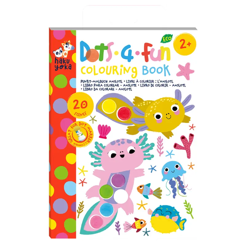 Haku Yoka Axolotl Themed Dot Art Colouring Book 1