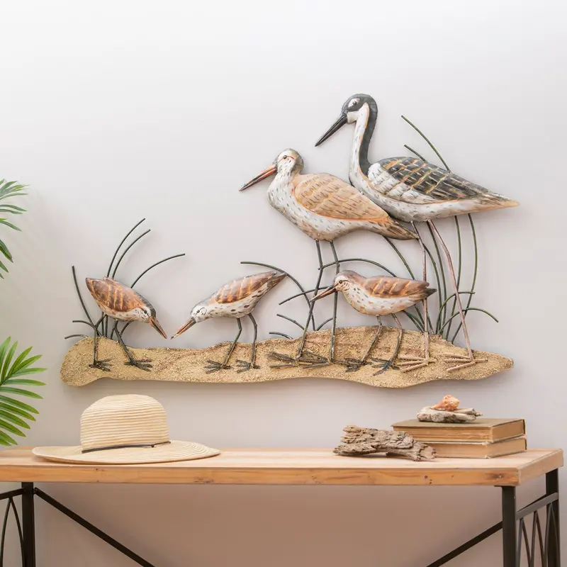 Hand-Painted Crane Metal Wall Art – Indoor Decorative Panel 1
