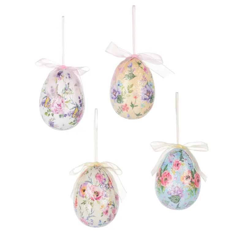 Hand-Painted Floral Easter Egg Ornaments 1