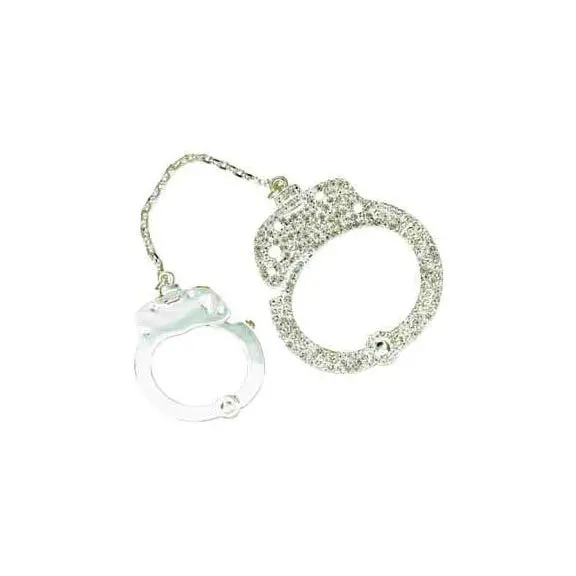 Handcuff-Shaped Pin Adorned With Sparkling Crystals 1