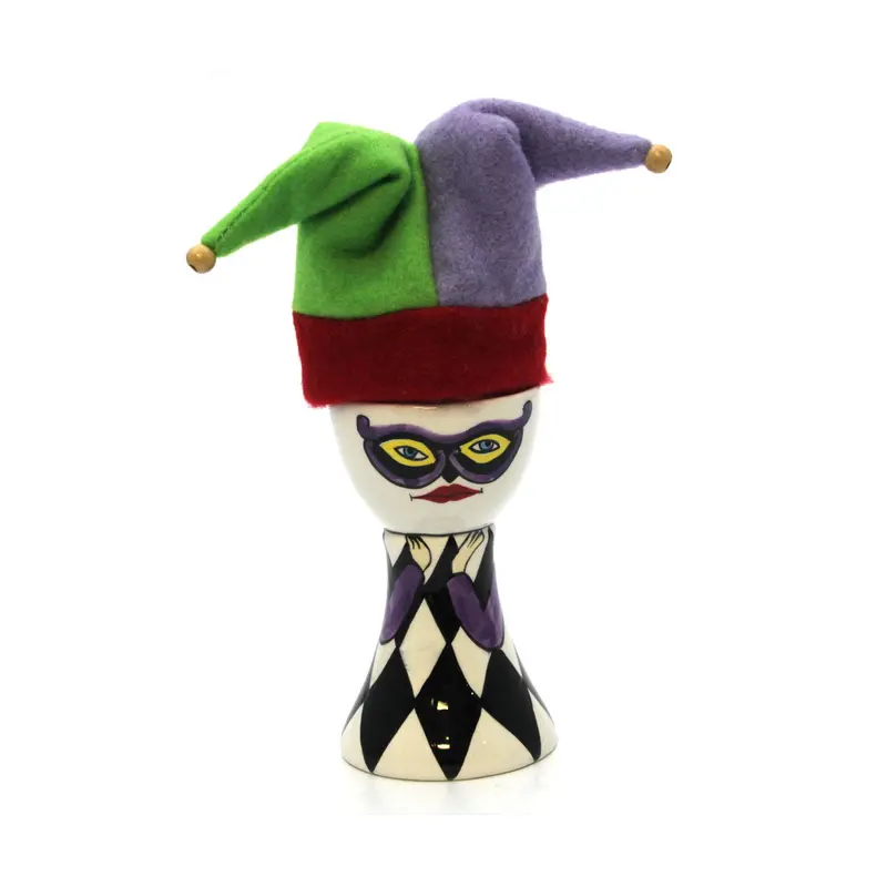 Harlequin-Style Jester Egg Stand – Matte Black Design 1