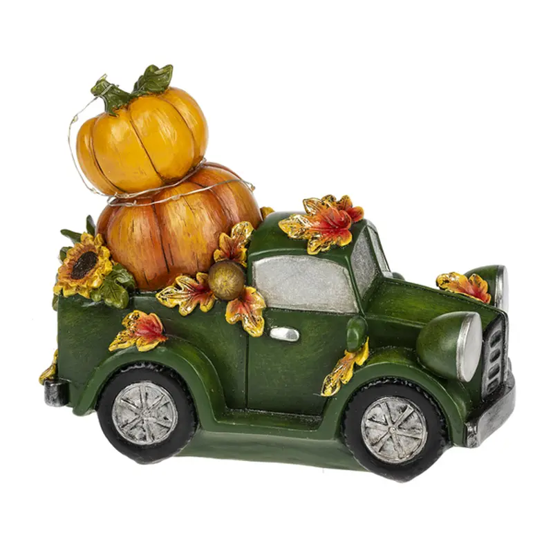 Harvest-Themed Light-Up Truck Figurine With Pumpkins 1