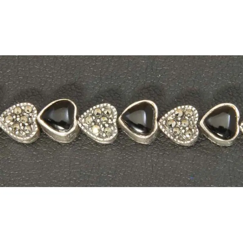 Heart-Shaped Onyx Sterling Silver Bracelet 1