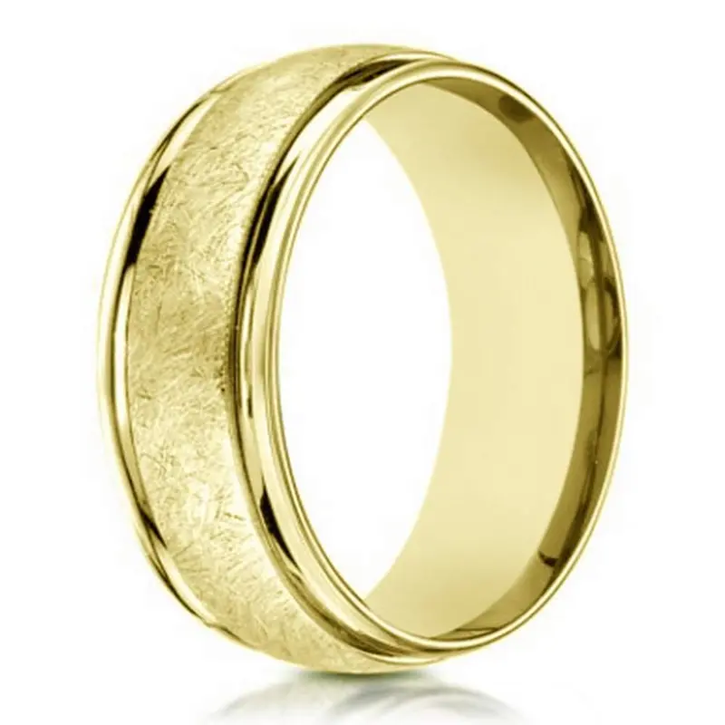 Helix 6Mm Swirl-Finish Men'S 14K Yellow Gold Wedding Band With Polished Edges 1