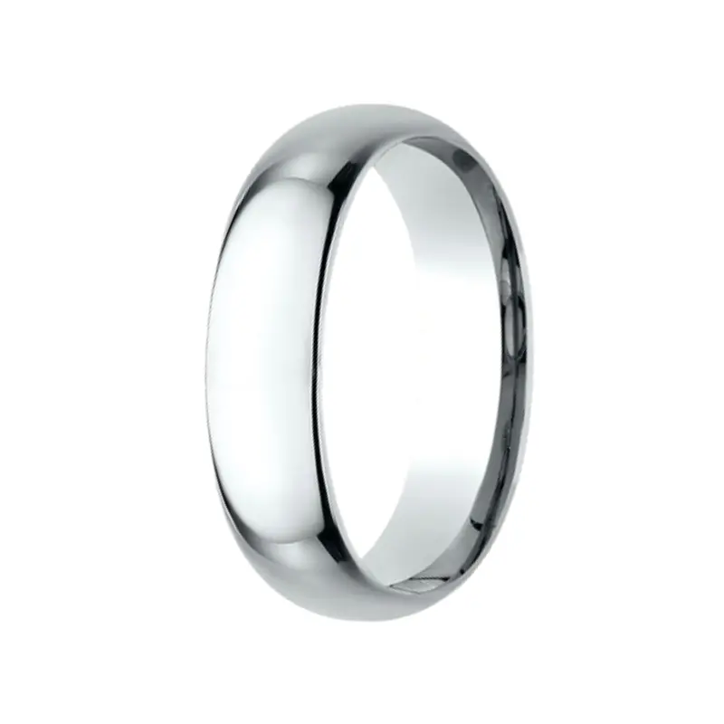 High-Polish Domed Platinum Men'S Ring – Comfort Fit, 6Mm 1