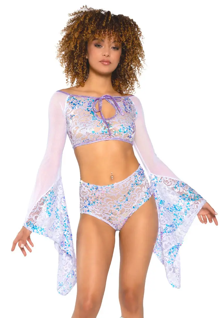 High-Waist Sequin Lace Shorts – Sparkling Fit