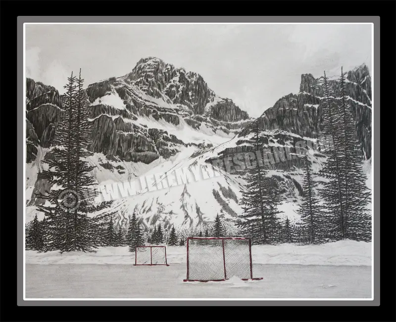 Hockey Mountain Memories Winter Sports Art – Limited Edition Print 1