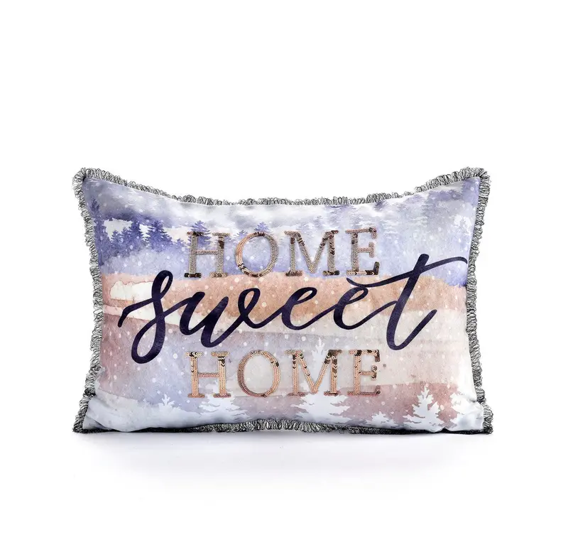 'Home Sweet Home' Embellished Sequin Pillow Cover 1