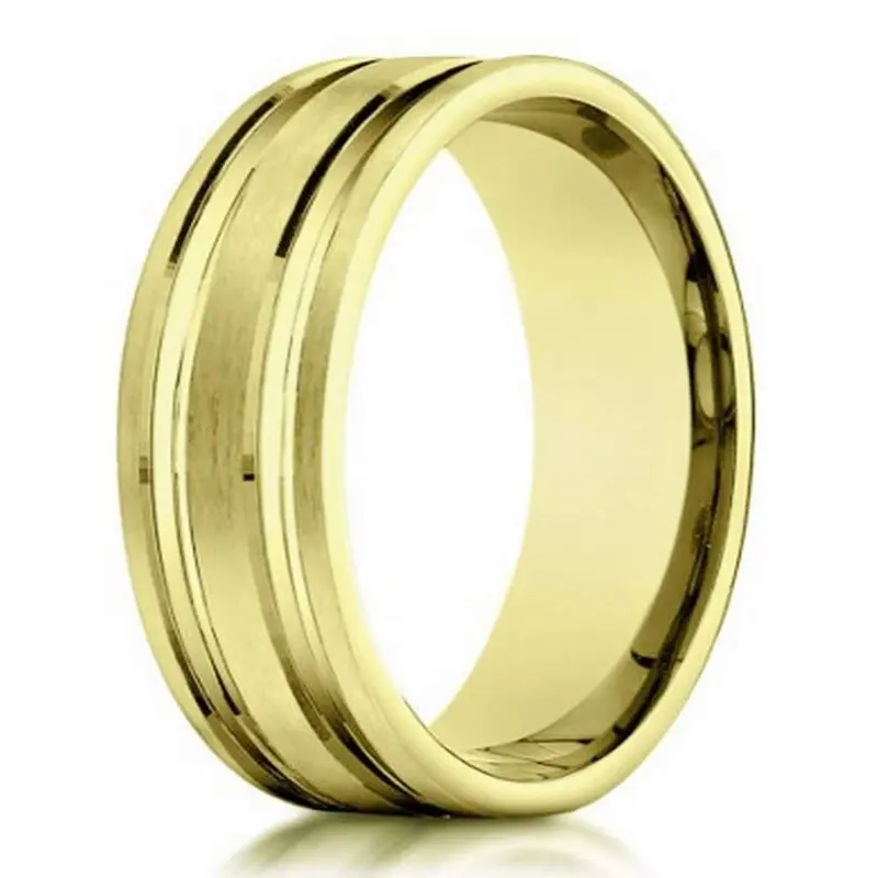 Horizon 10K Yellow Gold Men'S Wedding Band – 6Mm With Precision Polished Cut Details 1