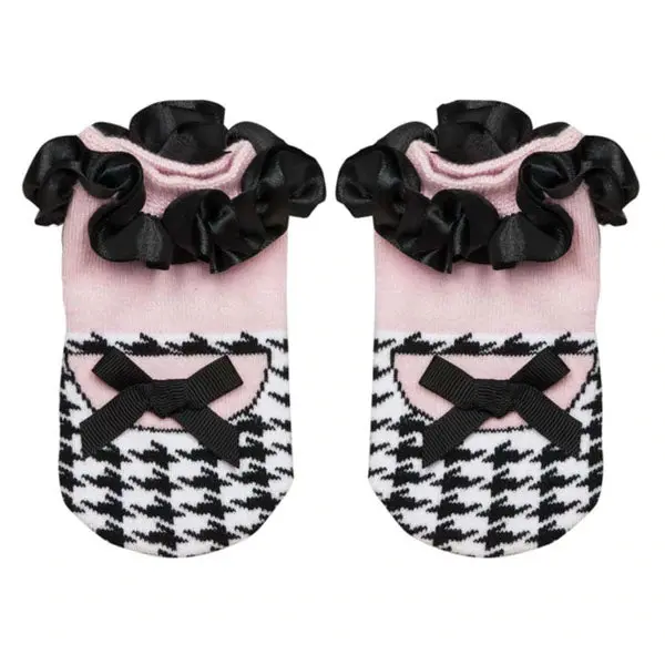 Houndstooth Pattern Baby Socks – Classic Knit Design 1