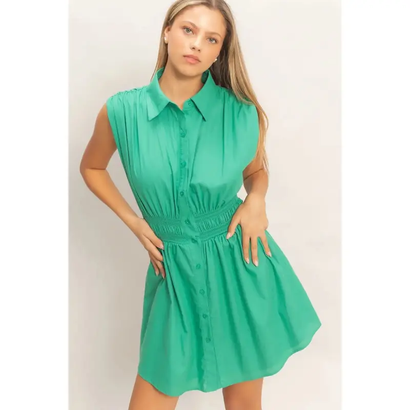 Hyfve Green Button-Up Midi Dress 1