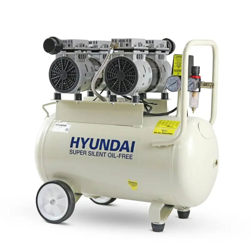 Hyundai Hy27550 Oil-Free Silent Air Compressor – 50L Tank, Dual 750W Motors, 100 Psi / 7 Bar 1