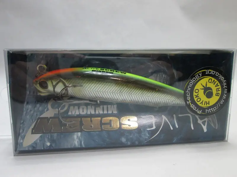 Imakatsu Alive Screw Minnow Sinking Lure In #127 Hiviz Alumina Ayu 1