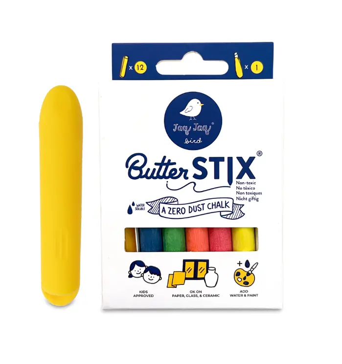 Jaq Jaq Bird Butterstix Colored Drawing Crayons – 12-Piece Assorted Set With Storage Holder 1