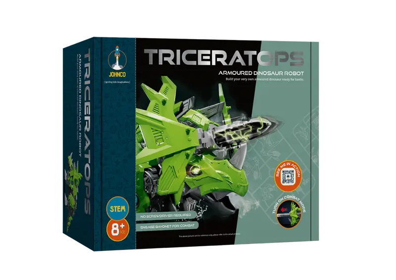 Johnco Armored Triceratops Robot – Motorized Dinosaur Figure 1