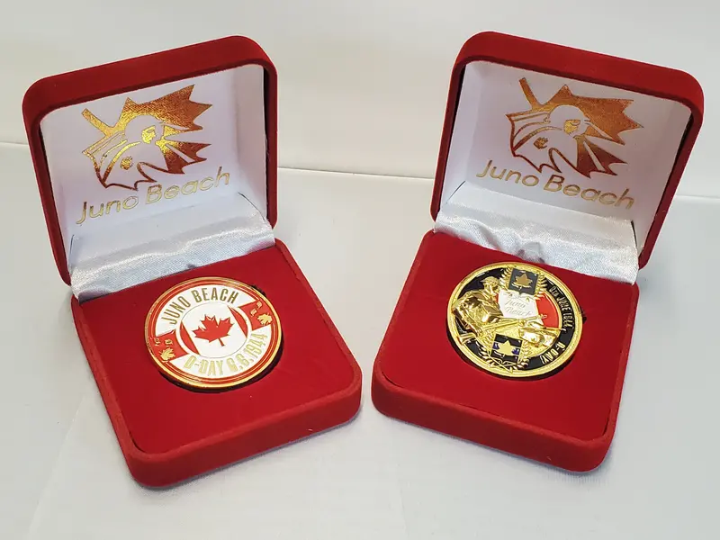 Juno Beach Challenge Coin – Polished Nickel Finish 1